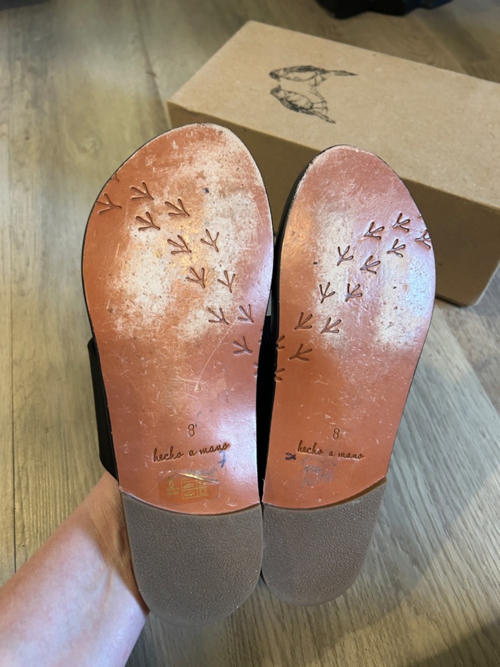 beek.. Pigeon.  Black Leather Crisscross Stud Slide Sandals - Women - Picture 8 of 8